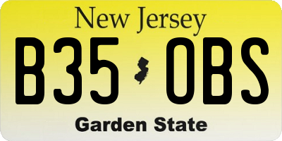 NJ license plate B35OBS