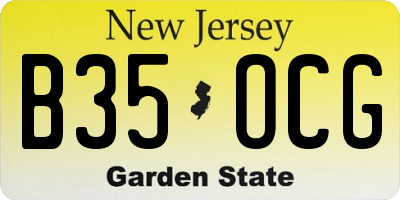 NJ license plate B35OCG
