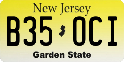 NJ license plate B35OCI