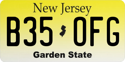 NJ license plate B35OFG