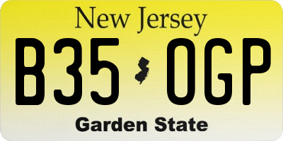 NJ license plate B35OGP