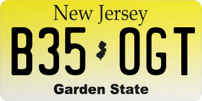 NJ license plate B35OGT