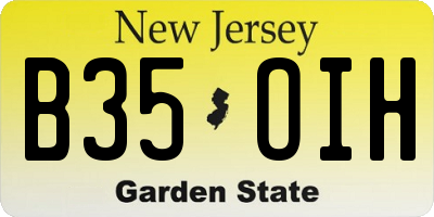 NJ license plate B35OIH