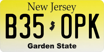 NJ license plate B35OPK