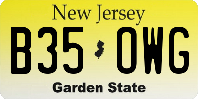 NJ license plate B35OWG
