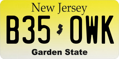 NJ license plate B35OWK