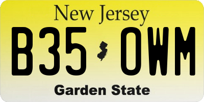 NJ license plate B35OWM