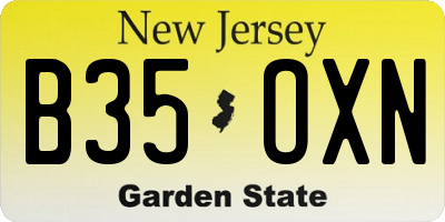 NJ license plate B35OXN