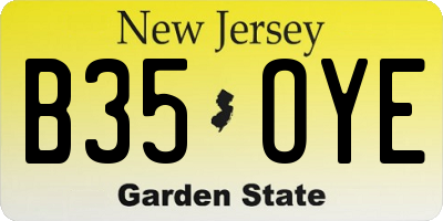 NJ license plate B35OYE