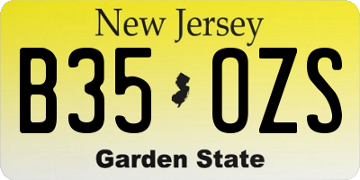 NJ license plate B35OZS