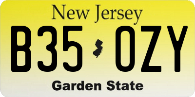 NJ license plate B35OZY