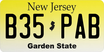 NJ license plate B35PAB