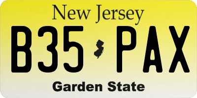 NJ license plate B35PAX