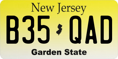 NJ license plate B35QAD