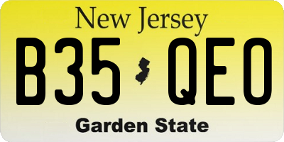NJ license plate B35QEO