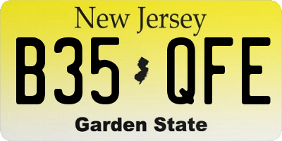 NJ license plate B35QFE