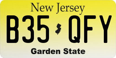 NJ license plate B35QFY
