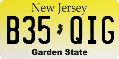 NJ license plate B35QIG