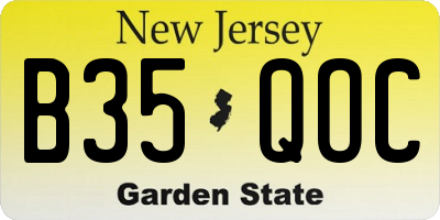NJ license plate B35QOC