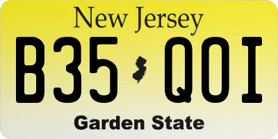 NJ license plate B35QOI
