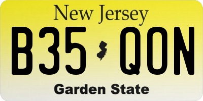 NJ license plate B35QON