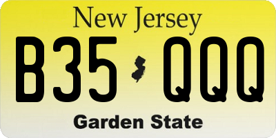 NJ license plate B35QQQ
