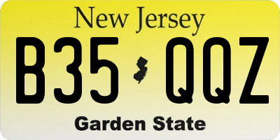 NJ license plate B35QQZ