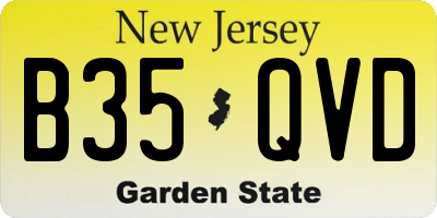 NJ license plate B35QVD