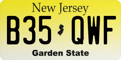 NJ license plate B35QWF