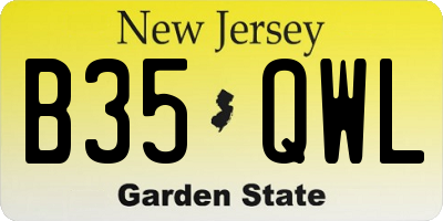 NJ license plate B35QWL