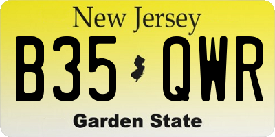 NJ license plate B35QWR