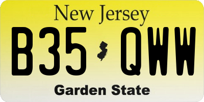 NJ license plate B35QWW