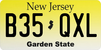 NJ license plate B35QXL