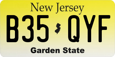 NJ license plate B35QYF