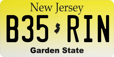 NJ license plate B35RIN
