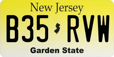 NJ license plate B35RVW