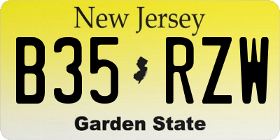 NJ license plate B35RZW