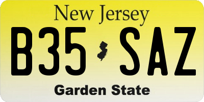NJ license plate B35SAZ