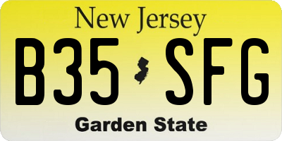 NJ license plate B35SFG