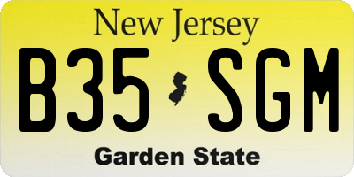 NJ license plate B35SGM