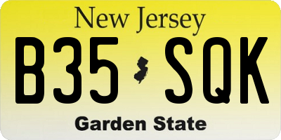NJ license plate B35SQK