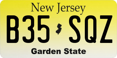 NJ license plate B35SQZ