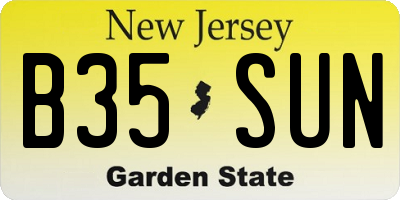 NJ license plate B35SUN
