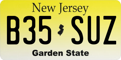 NJ license plate B35SUZ