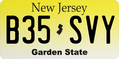 NJ license plate B35SVY