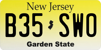NJ license plate B35SWO