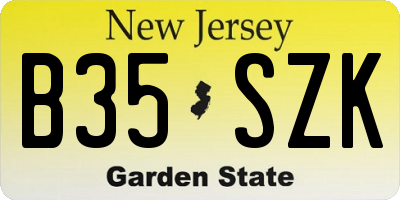 NJ license plate B35SZK
