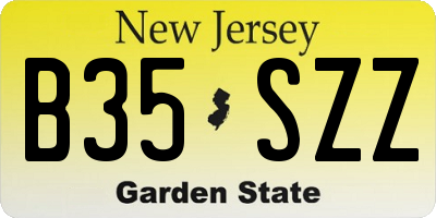 NJ license plate B35SZZ