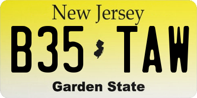 NJ license plate B35TAW