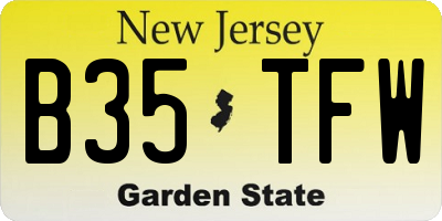 NJ license plate B35TFW